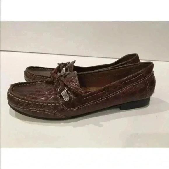 Unisa Brown Flats 9 Leather Loafer Tortoise Print - Picture 3 of 8